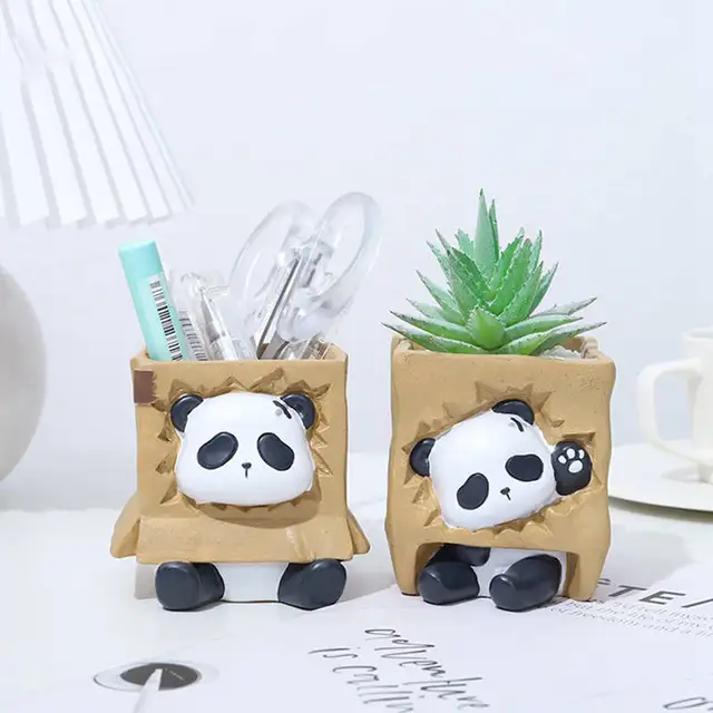 Rajzfilm Panda Virág Edény Gyanta Zamatos Ültetvényes Lakberendezés Kerti Dekoráció Asztali Díszek Bonsai Növényi - Image 2