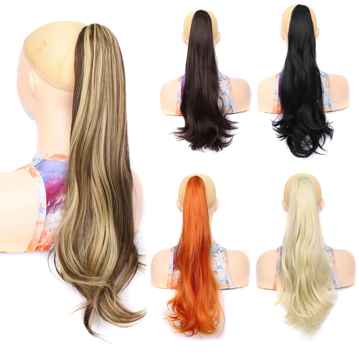 

60CM Long Straight Wig Ponytail Synthetic Ponytails Hair Extensions De Cabello Wigs for Women Ponytail Cheveux Mujer Pony Tail