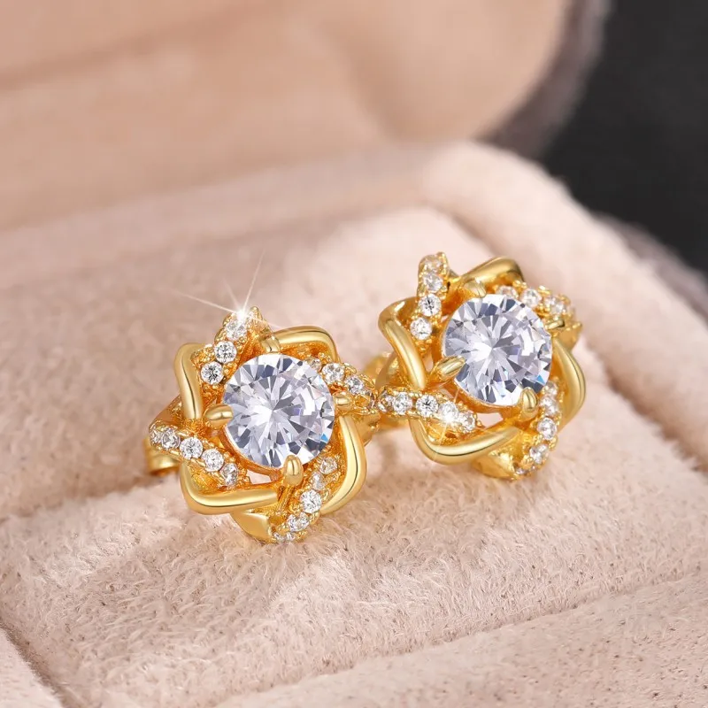 Elegant Glow Cubic Stud Earrings-Giltoria