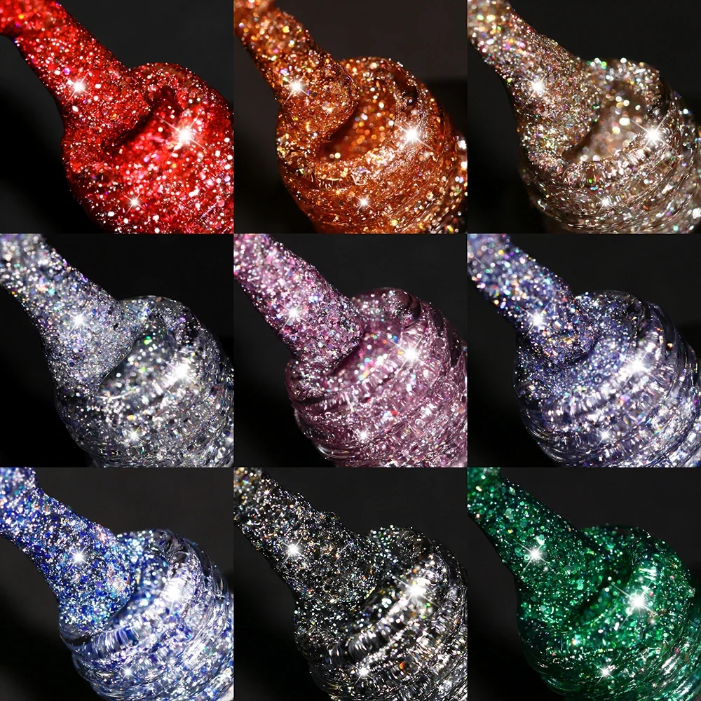 Description Picture 5 of item2024 New YOKEFELLOW 10ML Reflective Glitter Gel Nail Polish Soak Off UV Gel Varnish Colorful Brown Nail Gel Polish For Manicure