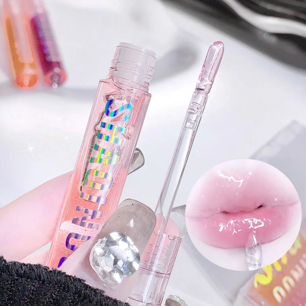 SHAQINUO 4 PCS Water-gloss Mirror Jelly Lip Gloss Moisturizes Lips Shimmers With Fine Pearls Brightens Lip Color 4