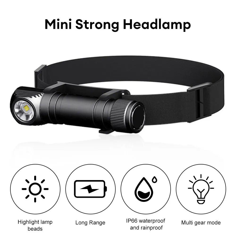 LED Headlamp Detachable Flashlight Waterproof Headlight USB
