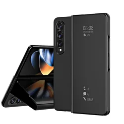 Smart View Flip Mirror Protective Case with Kickstand and Sleek Cover Design for Galaxy Z Fold 3 (Black)