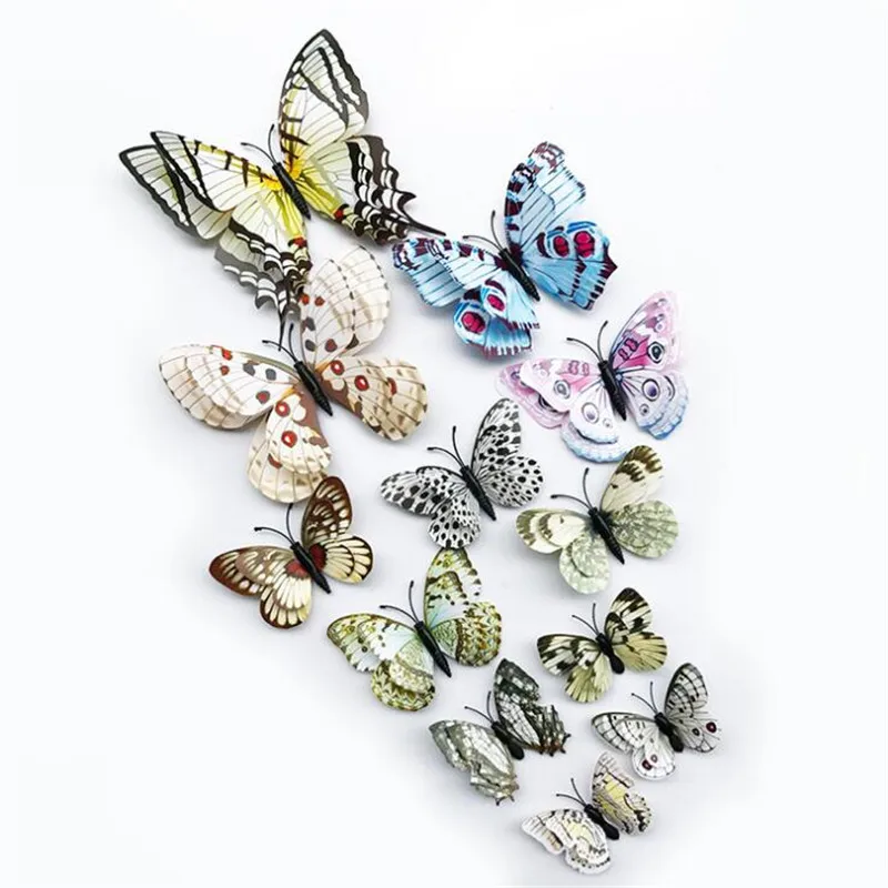3D Double Layer Butterfly Wall Sticker 12Pcs for Home Decor