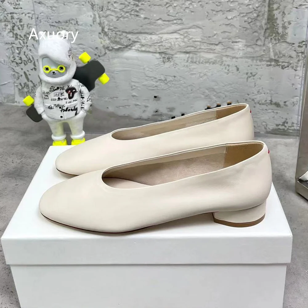 

2023 New High Heels Simple Style Solid Color Genuine Leather 5cm High-heeled Single Shoes Vacation Shoes Fashion
