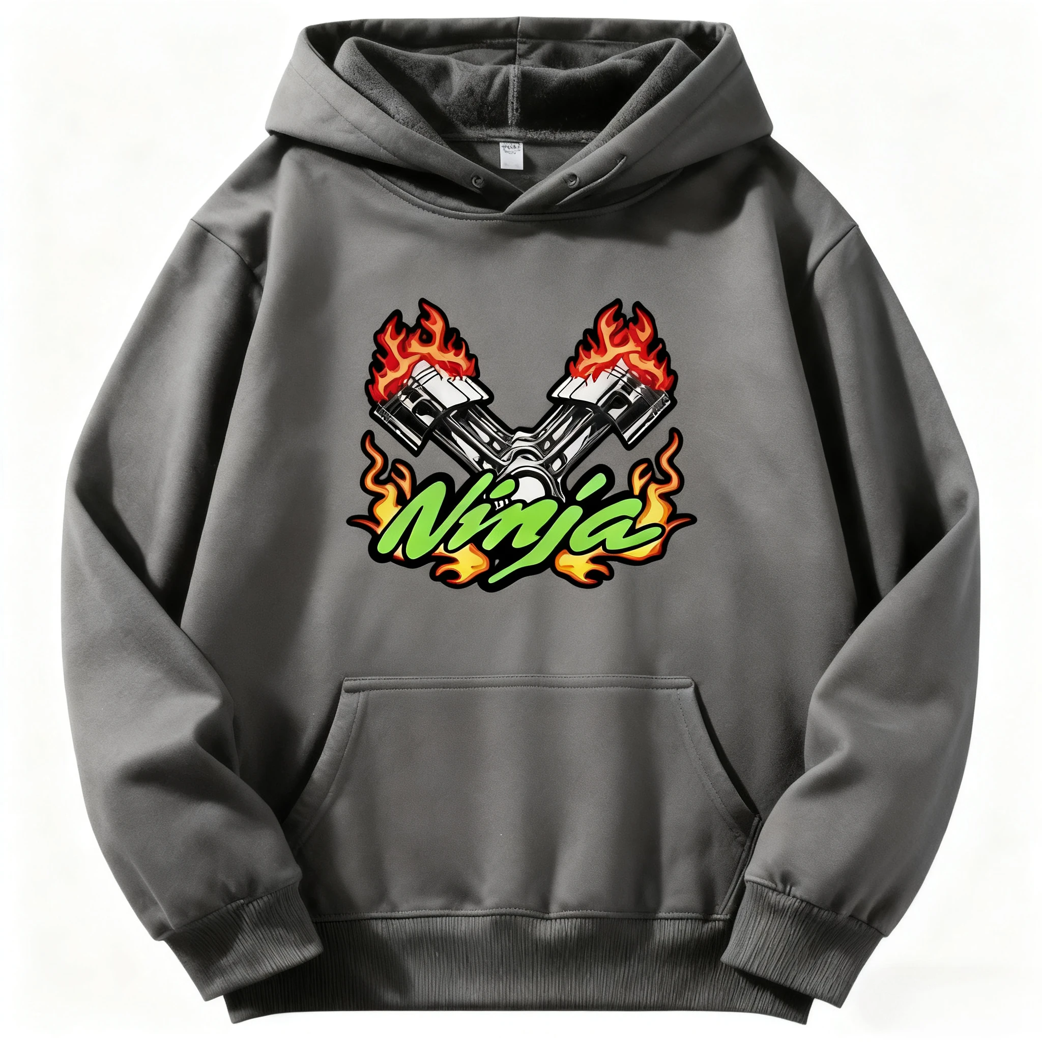 2025 가을/겨울 컬렉션의 남녀 공용 최신 유행 가와사키 로고 프린트 후드티 092306