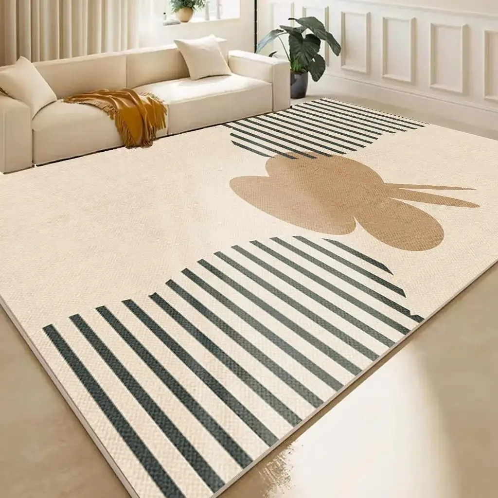 سجادة كريمية هندسية، سجادة أريكة لغرفة المعيشة بسي...