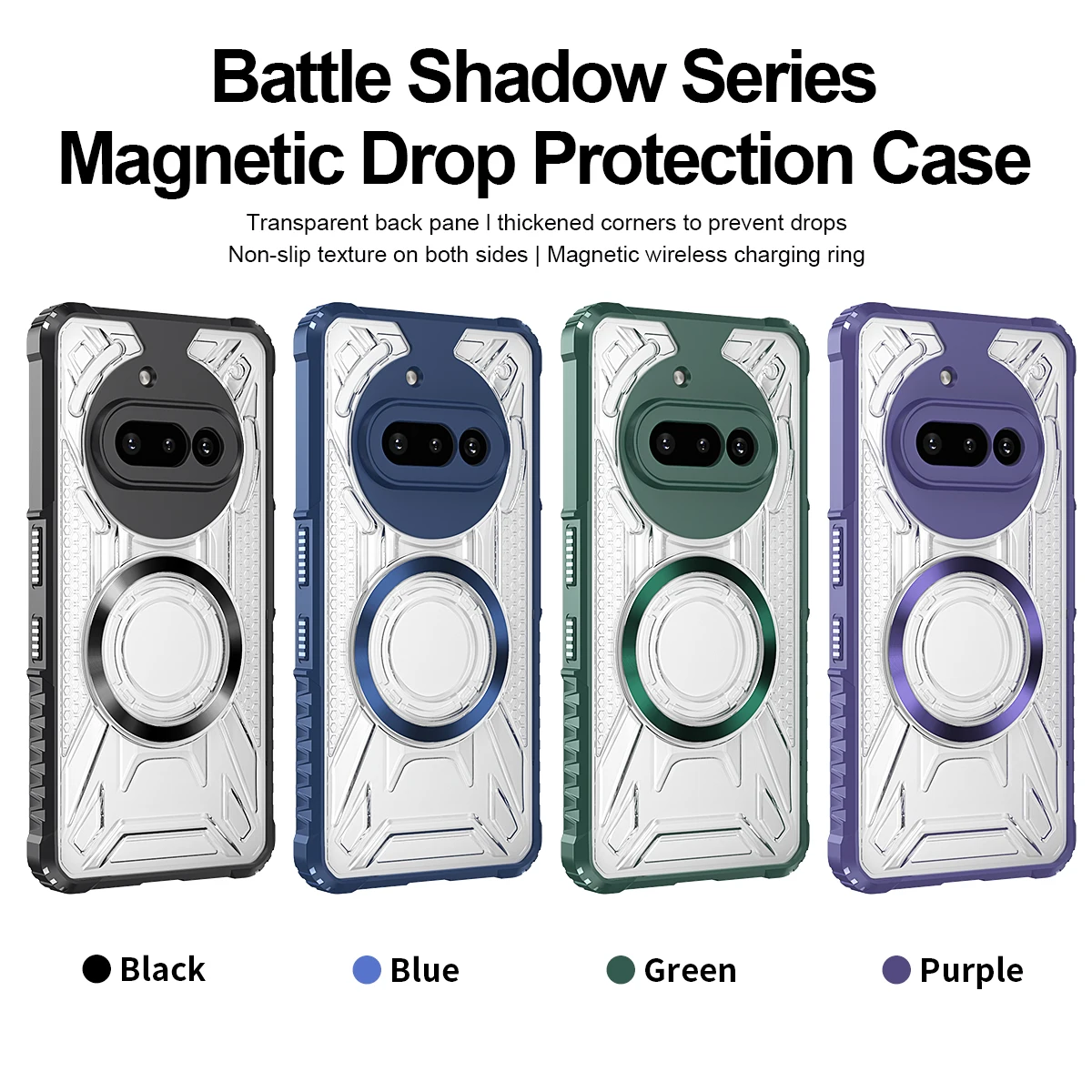 Luxury Armor Magnetic Magsafe Transparent Phone Case - Shockproof Battle Shadow Cover