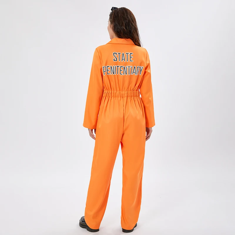 Family Matching Jail Costumes Letter Print Long Sleeve Prison Jumpsuit For Adults Kids Role-Playing Party Cosplay Long Romper 4