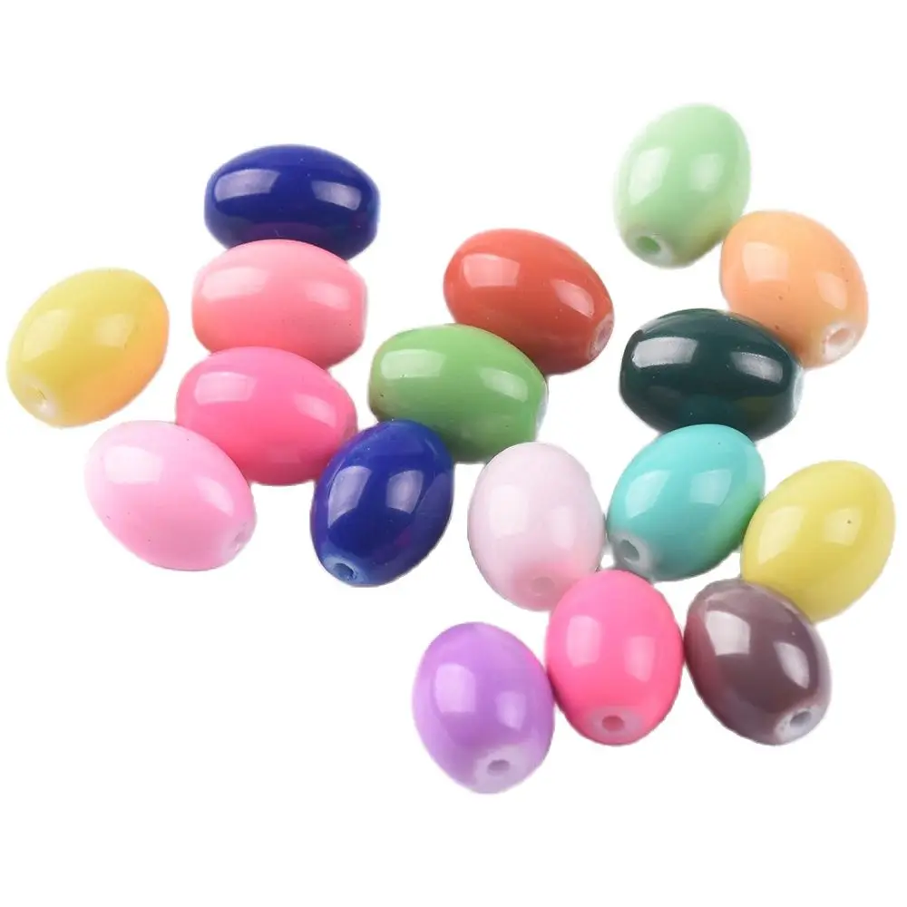 8x6mm 11x8mm Oval Shape Coated Opaque Glass Loose Spacer Beads Wholesale Lot For Jewelry Making DIY Crafts Findings
