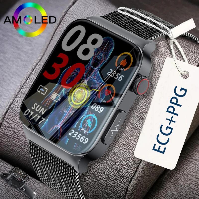2023 New Blood Glucose Monitor Health Smart Watch Men ECG+PPG Blood