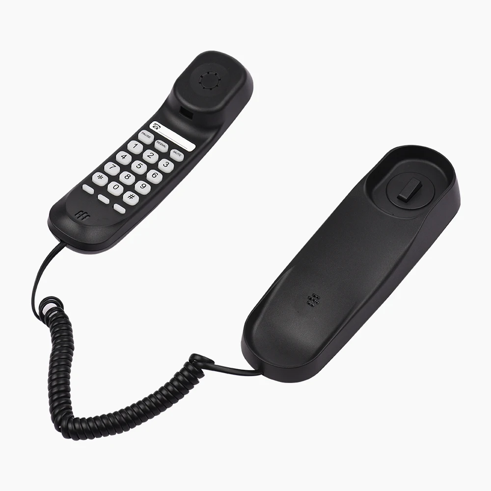 Compact Wall-Mountable Corded Landline Phone with Mute, Pause, and Redial Functions for Home, Hotel, or Office