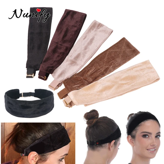 Adjustable Velvet Wig Grip Band Breathable Lightweight Wig Head Bands For  Women Glueless Black Color No