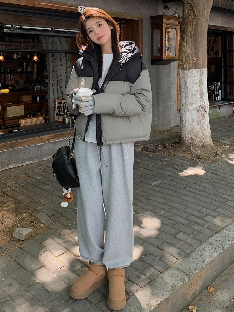 New Autumn Winter Women Hooded Parkas Jackets Casual Patchwork Zipper Outwear Coats Female Winter Jackets parkas Coats