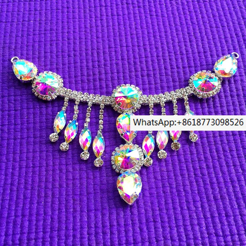 

AB Colorful Glass Diamond Pendant Tassel Headwear Collar Diamonds DIY Mink Coat Waist Back Dance Dress Decoration Diamond