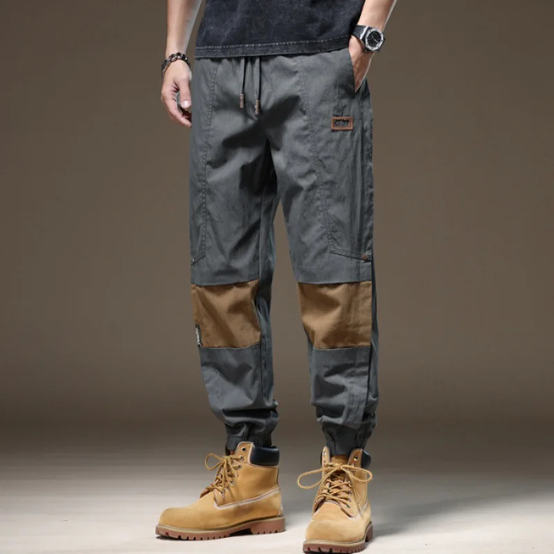 

Комбинезон мужской прошитый, модные Универсальные повседневные брюки до щиколотки, контрастные цвета, лето 2024