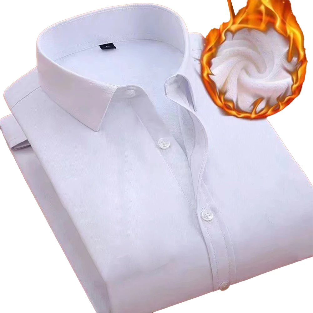 

Long Sleeve Men Shirt Casual Daily Polyester Relaxed Dress Solid Color Wedding Business Button Down Formal Comfy