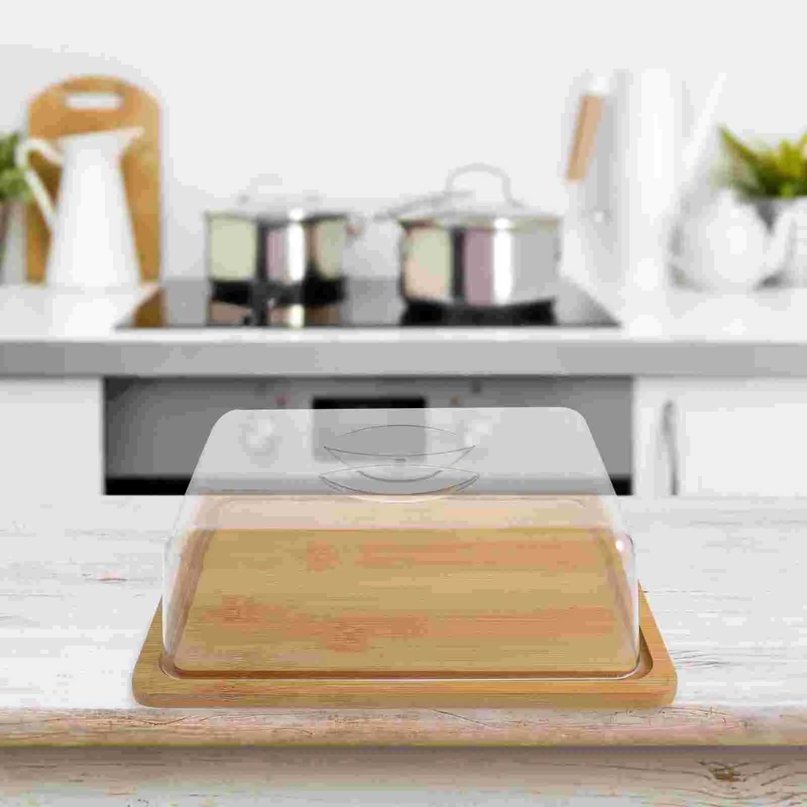 

Rectangular Cake Cover Clear Display Dome Square Stand Plate Pan Bamboo Stands Acrylic