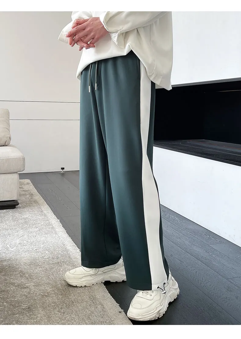 White/Blue/Black Sweatpants Men Fashion Contrast Color Casual Pants Men Streetwear Loose Wide Leg Pants Mens Joggers Trousers business casual pants