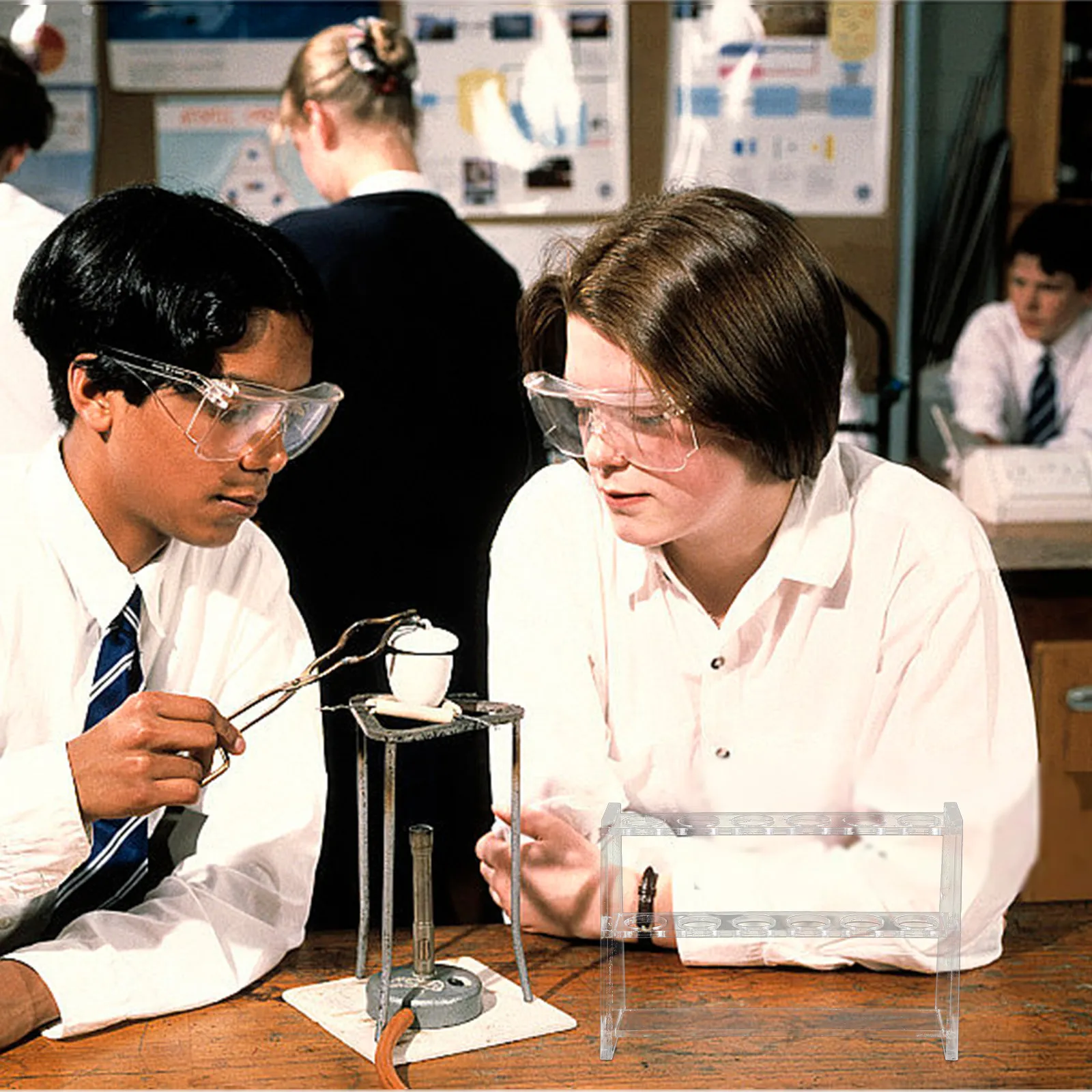 테스트 튜브 랙 아크릴 솔리드 10Ml 용량 안정적인 투명 이중층 디자인 실험실..