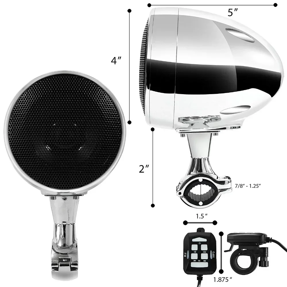 300W Amplifer 4 Inches Waterproof Motorcycle Stereo Bluetooth Radio Speakers High-End ATV UTV Audio Play System with USB AUX MP3 motorcycle speaker