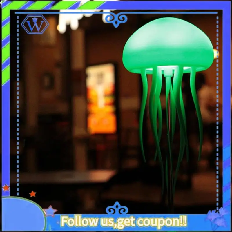 LED Jellyfish Lamp RGB Gradient Jelly Fish Light Lamp Voice Control Jellyfish Light Rechargeable Desk For Bedrooms