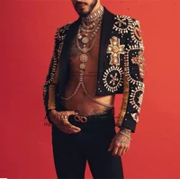 Luxury Beaded Groom Wedding Tuxedos Shawl Lapel Men Suits Customized trajes de hombre 2 Pieces Sets Male Party Blazers hombre 1