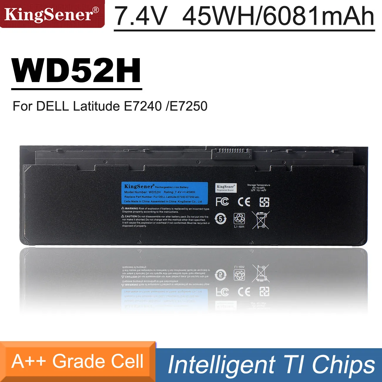Kingsener-bateria do Portátil para Dell Latitude E7240 E7250 Série W57cv 0w57cv Gvd76 Wd52h Vfv59 45wh 52wh Novo