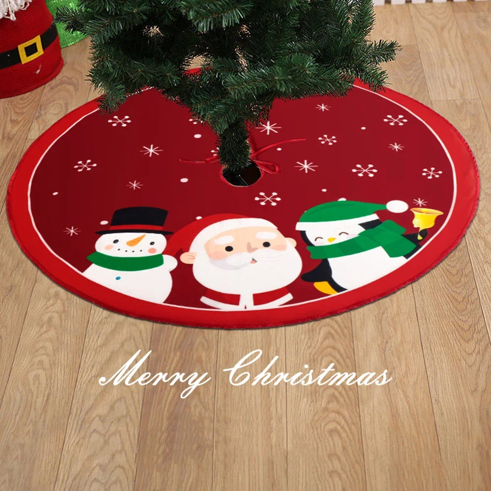 60/70/90Cm Christmas Tree Skirt Red Santa Claus Snowflake  Christmas Tree Foot Cover Christmas Tree Carpet Base Mat Decorations