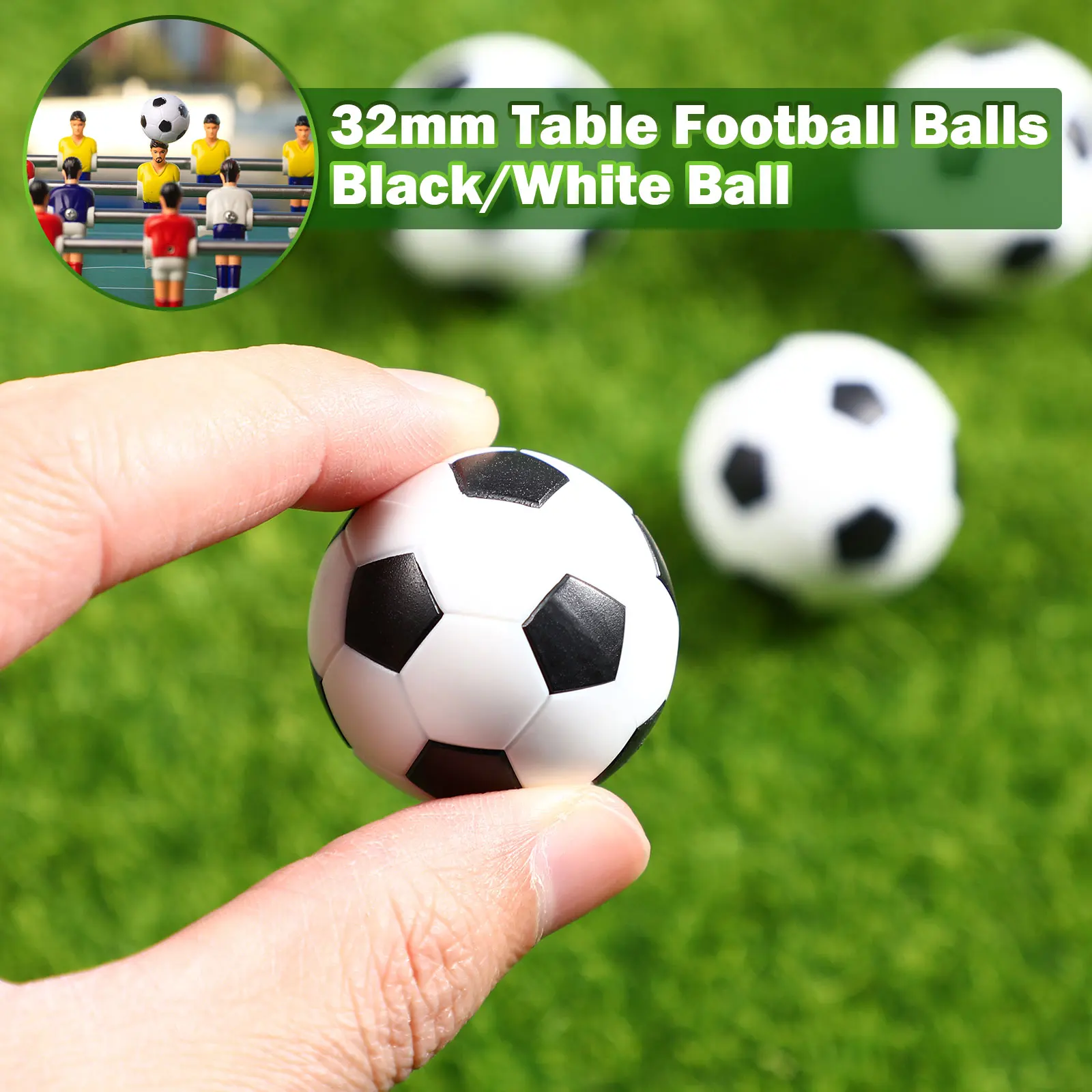 6pcs 32mm Table Soccer Footballs Replacements Mini Black and White Soccer Balls black and white football Table Soccer playiing