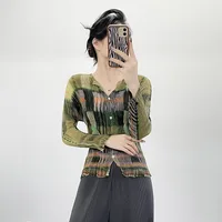 Chemise plissée imprimée à la mode pour femmes, manches longues, ample, haut décontracté, adapté à un usage quotidien, vacances, nouveaux vêtements de printemps 2026 2