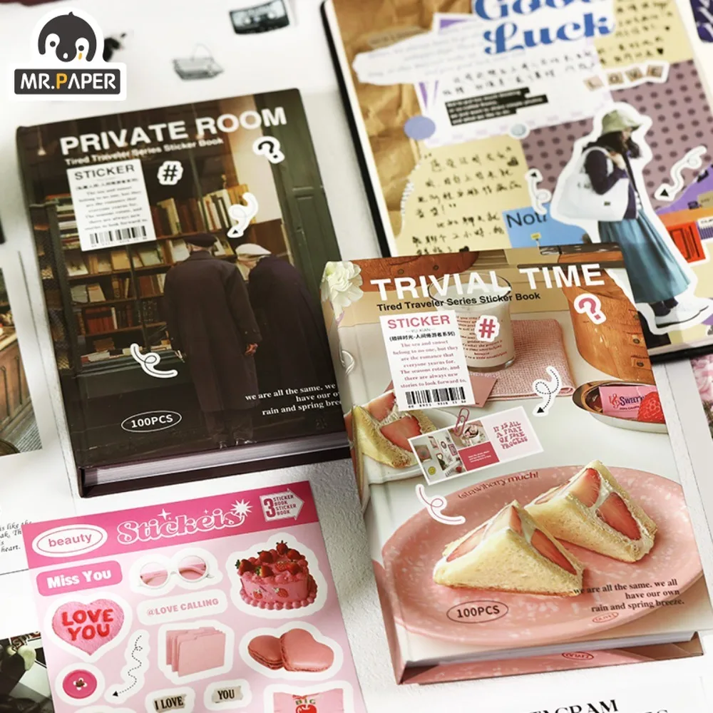 

Mr. Paper 100 шт/книга INS Стильные наклейки для повседневной жизни бумага креативное украшение блокнот наклейки для ручного учёта Канцтовары