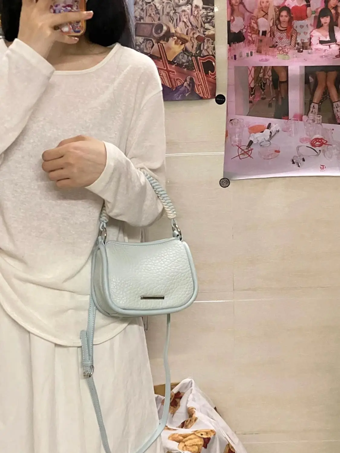 JIAERDI Hot Girls Blue Square Hand Bag Purse Women Harajuku Aesthetic Handle Y2k Crossbody Bags Ladies Retro Messenger Bag 2025