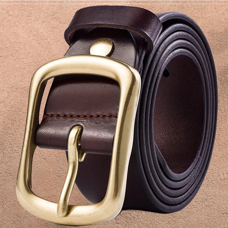 comfort click belt Men Top Layer Leather Casual High Quality Belt Vintage Design Pin Buckle Genuine Leather Belts For Men Original Cowhide Genuine mens brown leather belt Belts