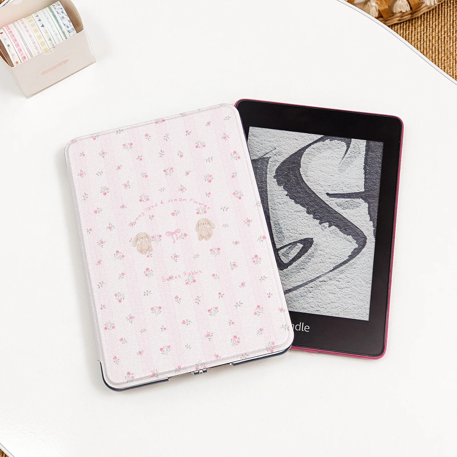 Magnetic Detachable Clear Acrylic Cover with Pink Girly Pattern and Auto Wake/Sleep Feature