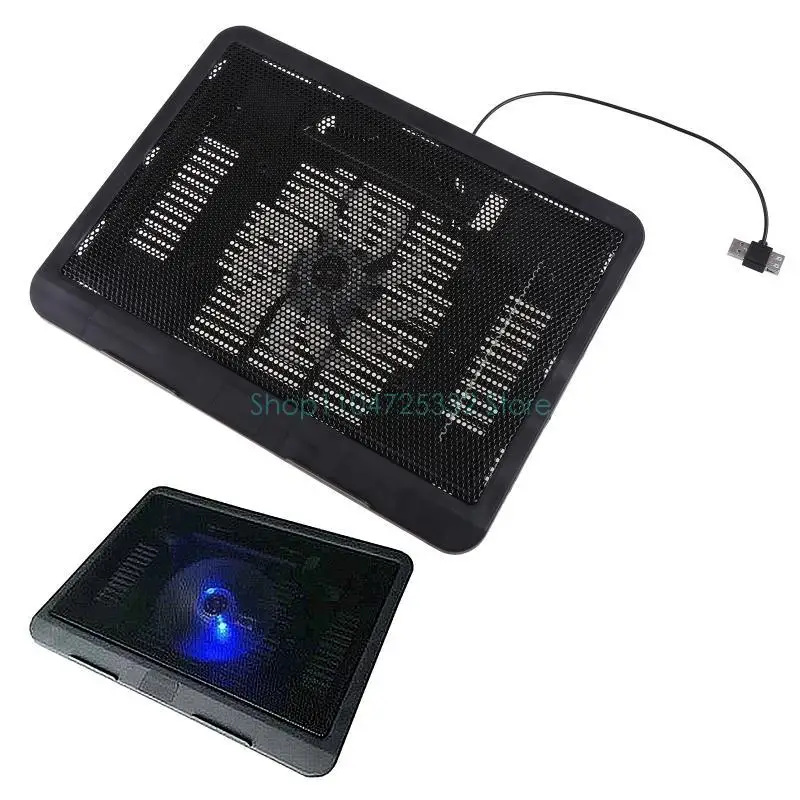 12-14 Inch Laptop Cooling Pad For Gamers, USB Quiet Fans, Portable Gaming Notebook Cooler Stand, Chill Mat With 1 Blue LED_voghion.com