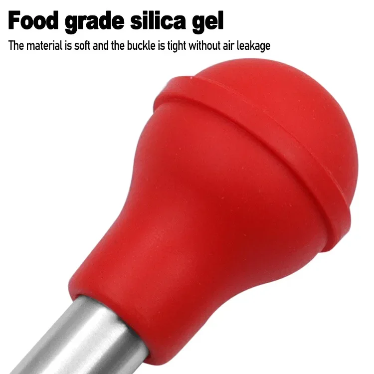 Cooking Kitchen Stainless steel Poultry BBQ Food Flavour Baster Syringe Tube Pump bbq sauce injector for Chicken Turkey Poultry Meat BBQ Food