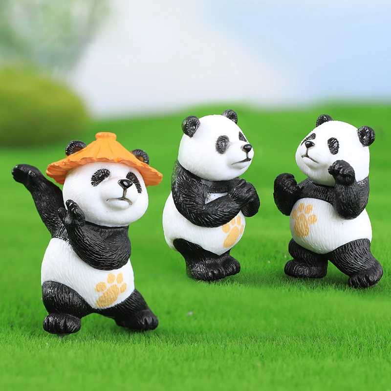 4pcs Miniatures Kung Fu Panda Cake Topper Plastic Animals Pandas
