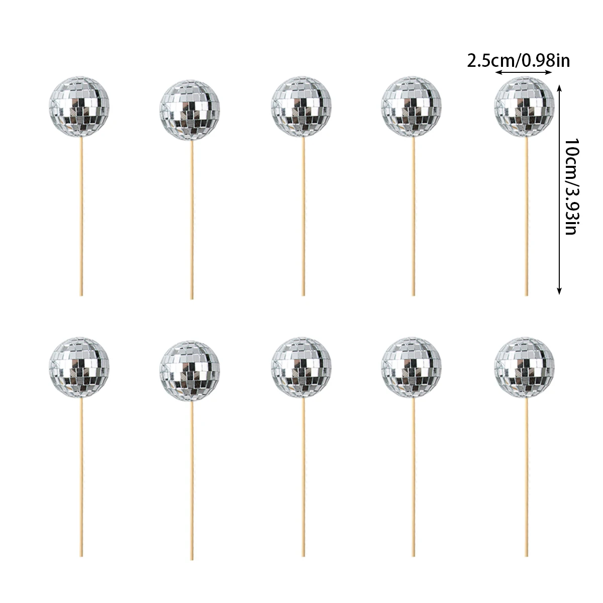 Spiegelkugel Kuchen Dekoration Silber Disco Ball Kuchen Topper Retro Disco Prom Club Party Cupcake Topper Hochzeit Geburtstag Lieferungen – Detail 10