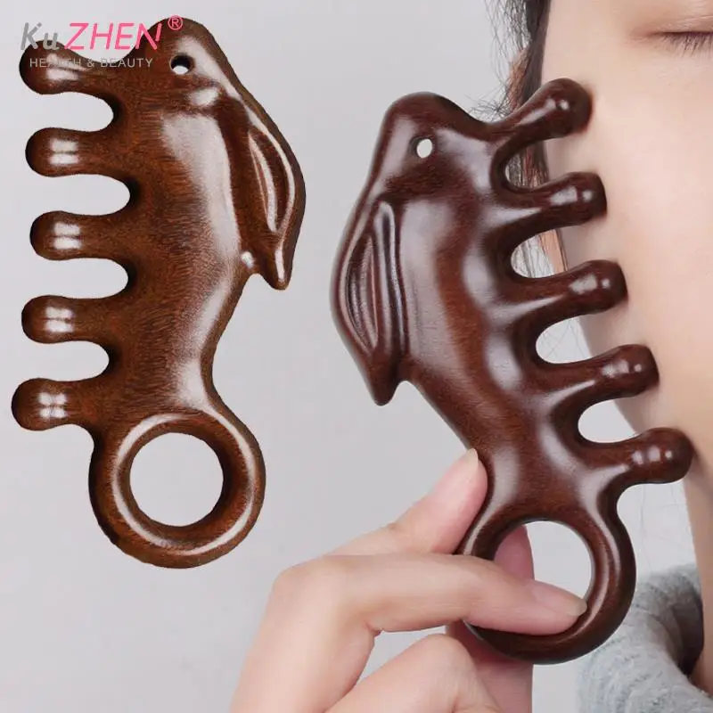 

Wooden Massage Comb Head Meridian Scalp Comb Face Eye Shoulder Neck Scraping Treatment Hair Loss Anti-static Wide Tooth Comb1pc