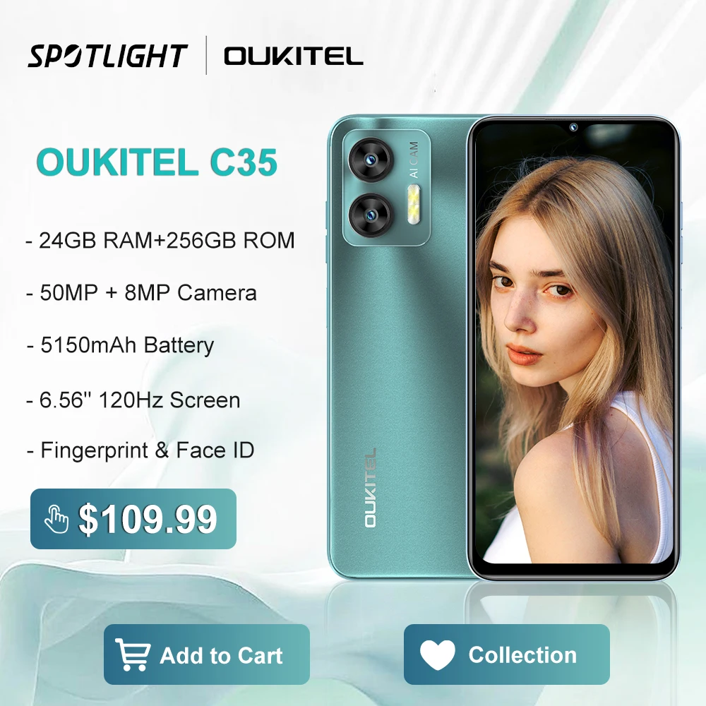  [World Premiere] OUKITEL C35 24GB(12+12) 256GB Smartphone 6.56'' 120Hz display 50MP Camera Mobile Phone 4G Android 13 Cellphones 