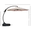 12FT Outdoor Offset Umbrella Large Round Aluminum Cantilever Umbrella with Base for Garden Deck Poolside (Champagne, 3