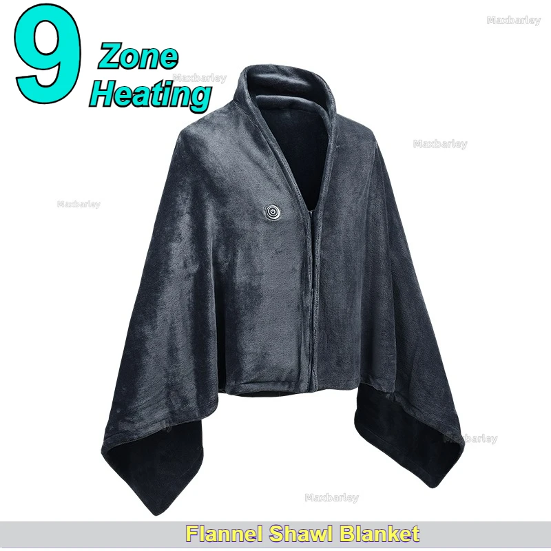 Electric Heated Shawl Blanket Coat Women USB Charging 9 Areas Heating Office Warm Home Warming Cloak Trench Men Fleece Jacket