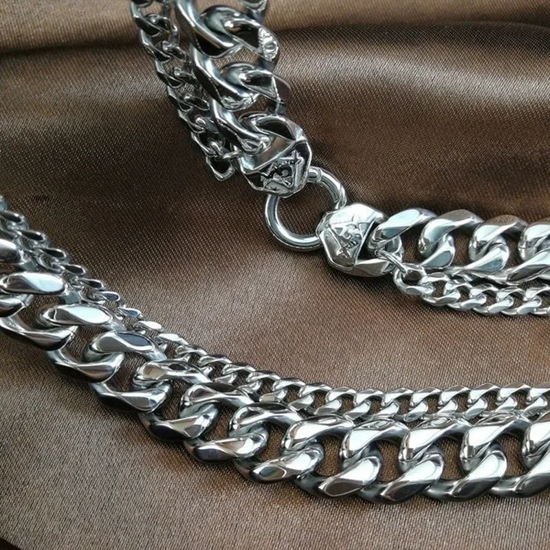 

Heavy Solid Men's 316L Stainless steel Cuban Curb Chain Masonic necklace N434