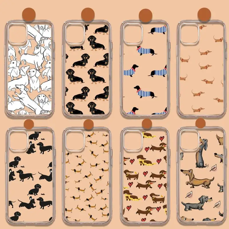 Custodia Per Telefono Per Cani Dachshund Silhouette Trasparente Morbida Per Iphone 11 13 12 14 15 Pro Max Mini Plus