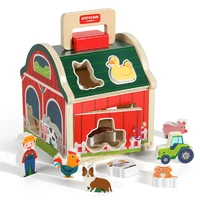 Baby Wooden Matching House Toys Montessori Toys Farm Animal Color Shape Sorting Building Blocks Early Education Games Gifts 2