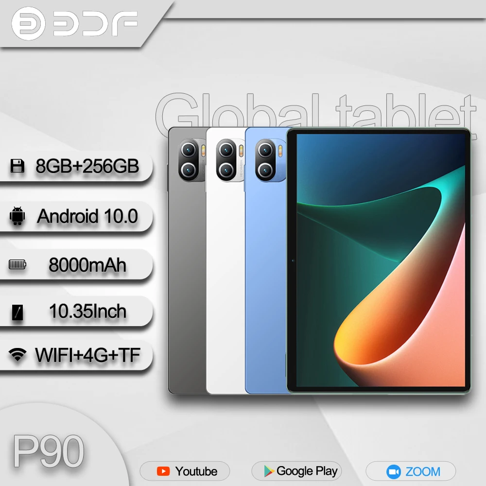 BDF 대형 스크린 태블릿 P90, 8000mah 대용량 배터리, 8GB RAM, 256GB ROM, 안드로이드 10.0 시스템, 와이파이 지원, 11 인치, 신제품