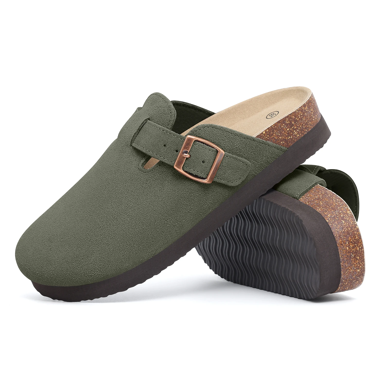Smile Women's Leather Mules Slippers Suede Clogs With Adjustable Strap Cork Footbed Unisex Outdoor Comfortable Potato_voghion.com