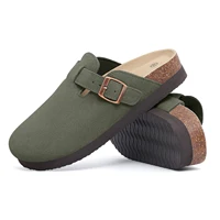 Smile – Mules en cuir pour femmes, pantoufles, sabots en daim avec sangle réglable, semelle intérieure en liège, chaussures d'extérieur confortables pour pommes de terre unisexes 4
