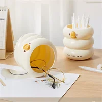 Kawaii Round Pen Holder Cute Cartoon Pencil Stand Desktop Large Capacity Storage Pen Holder School Student Stationery Supplies 3